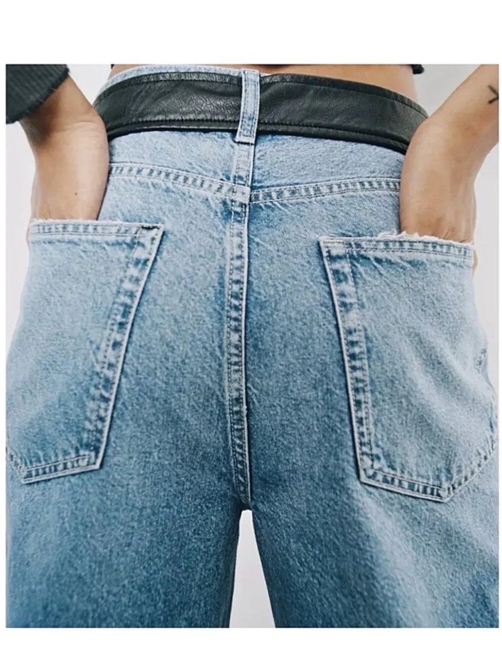 Urban Outfitters BDG High Rise Baggy Distressed Frayed Raw Hem Size 24 - Picture 6 of 15
